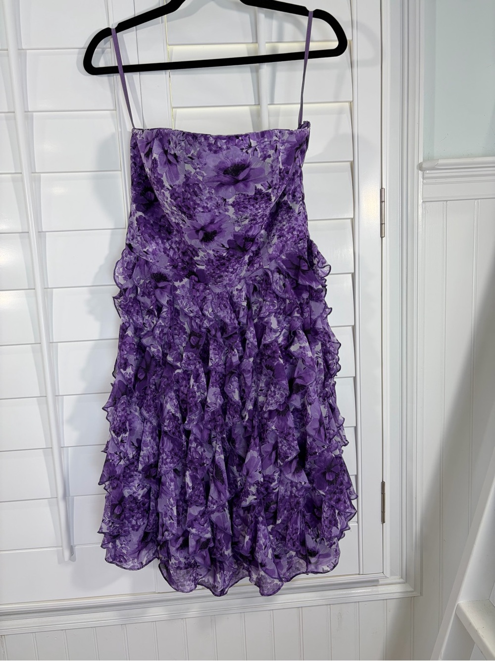 WHBM Strapless Purple Ruffled Party Dress (8) - Picture 2 of 8